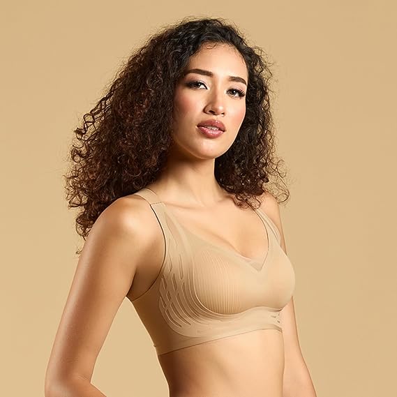 SOIE Women’s Seamless T-Shirt Bra – Padded, Non-Wired, Full Coverage with Mesh